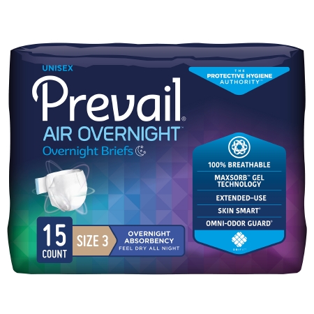 Prevail® Unisex Adult Incontinence Brief Prevail Air™ Overnight